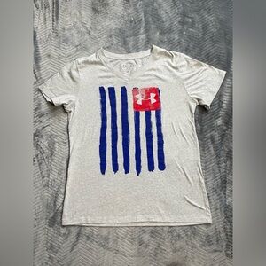 Under Armour Freedom Flag V-Neck Tee Gray Medium Loose